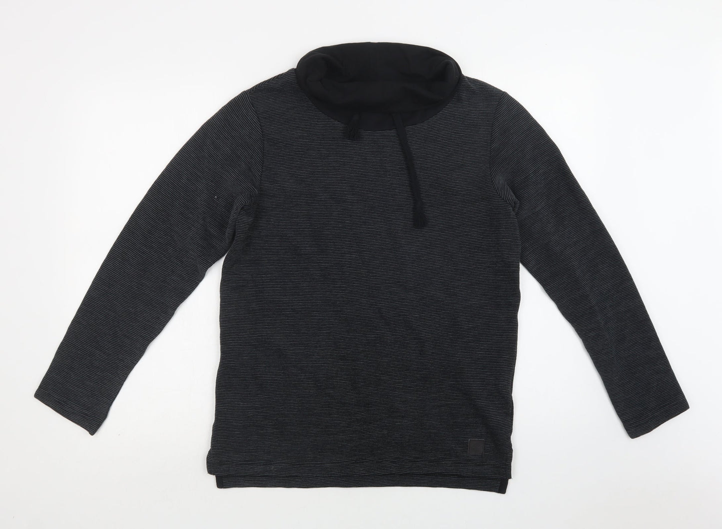 Barrels & Oil Womens Grey Striped Cotton Pullover Sweatshirt Size M