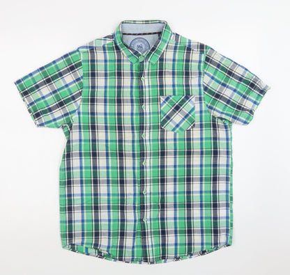 Mens UK Size M Brave Soul Green  Button-Up Short Sleeve Casual Shirt
