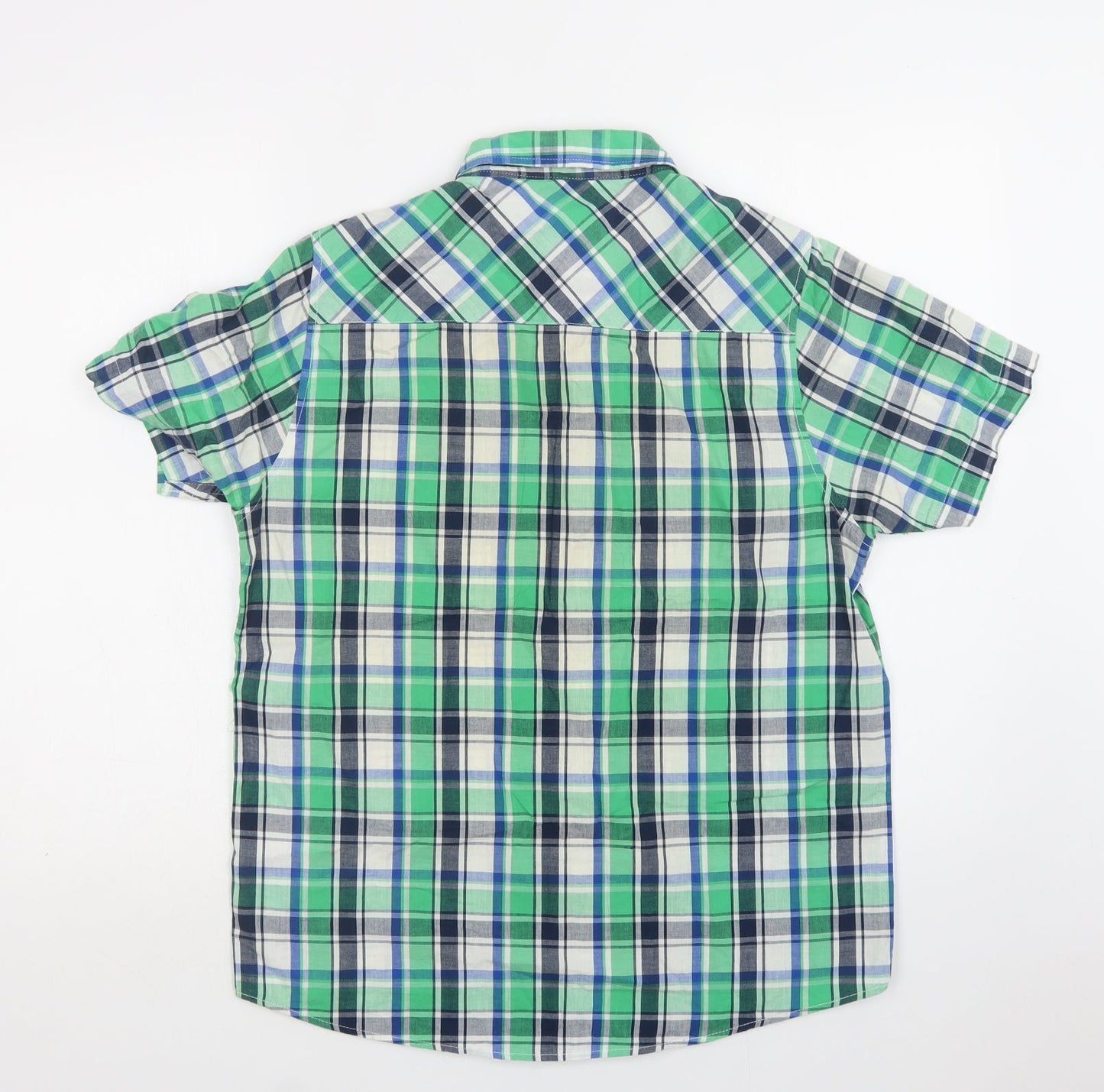 Mens UK Size M Brave Soul Green  Button-Up Short Sleeve Casual Shirt