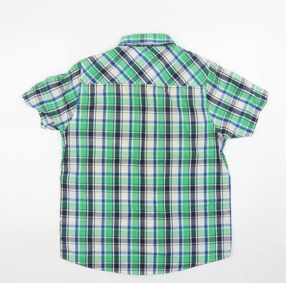 Mens UK Size M Brave Soul Green  Button-Up Short Sleeve Casual Shirt