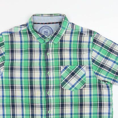 Mens UK Size M Brave Soul Green  Button-Up Short Sleeve Casual Shirt