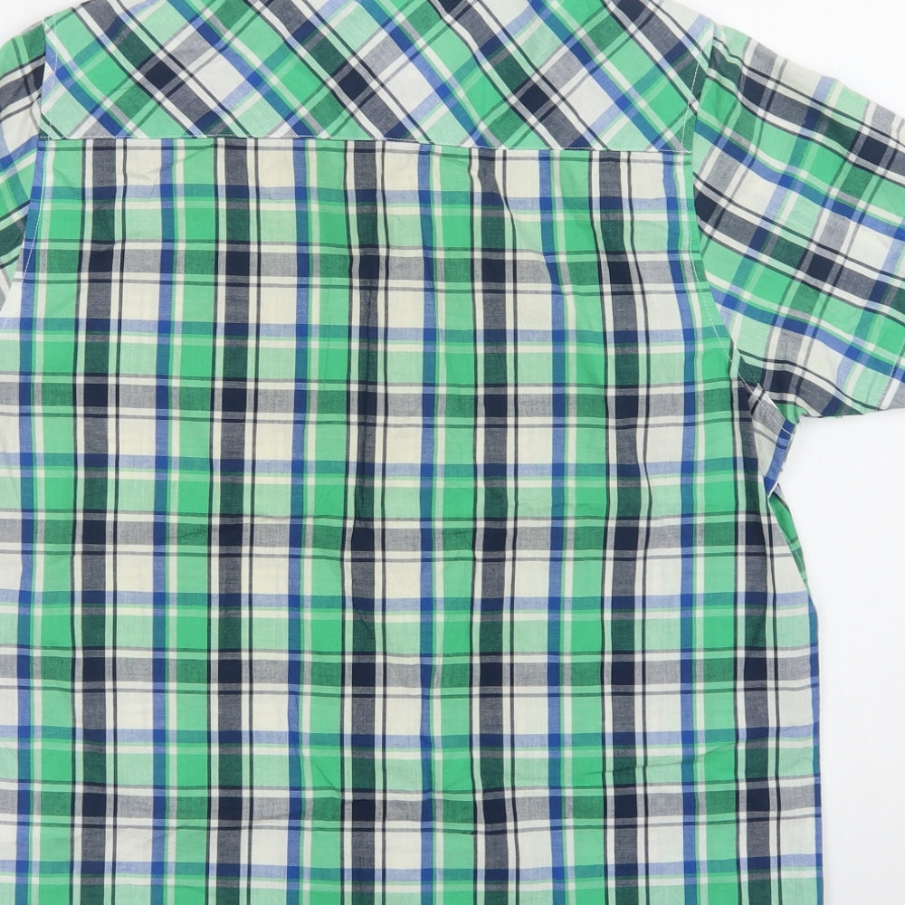 Mens UK Size M Brave Soul Green  Button-Up Short Sleeve Casual Shirt