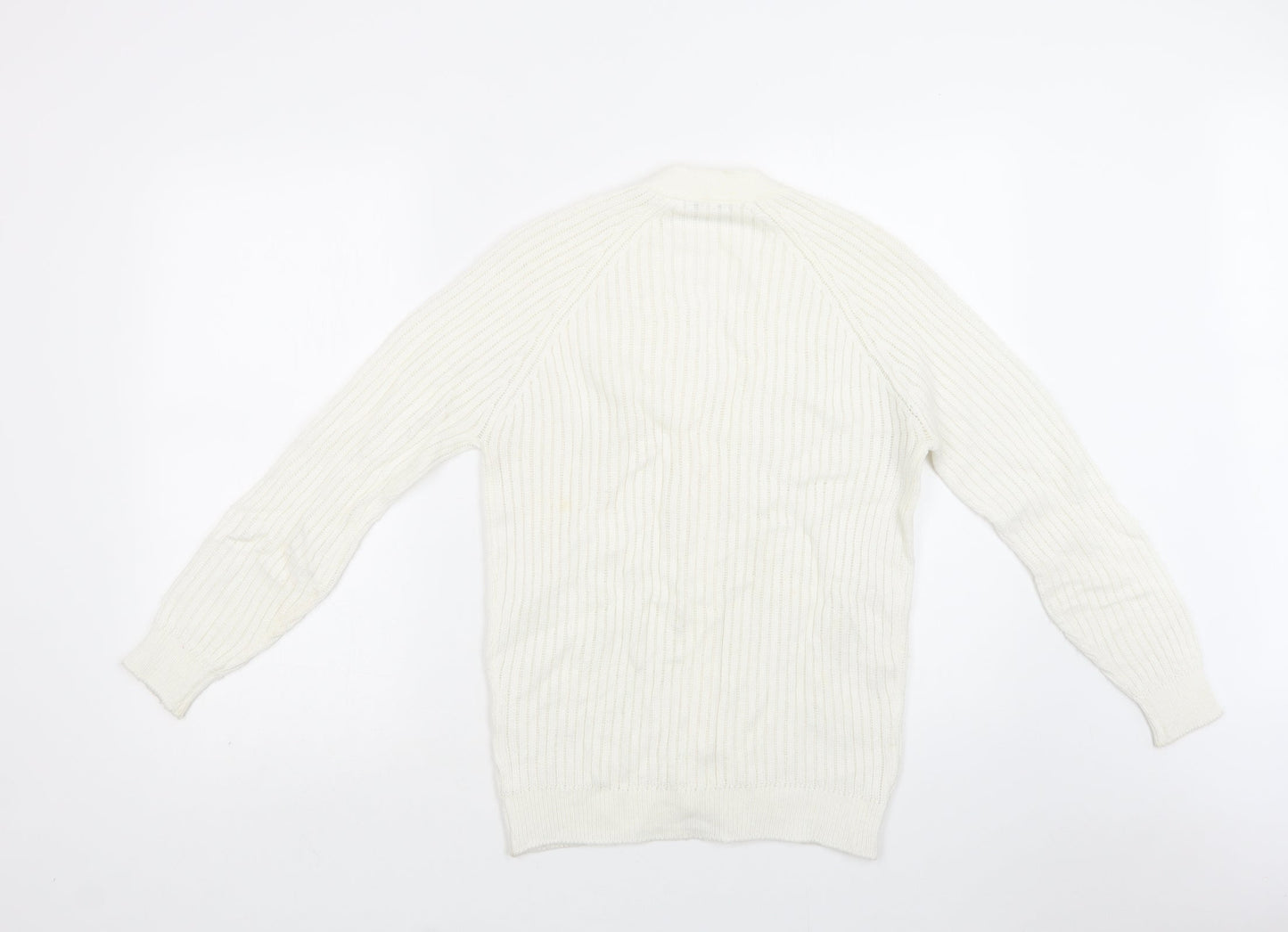 Morley Womens Ivory V-Neck  Acrylic Cardigan Jumper Size 10