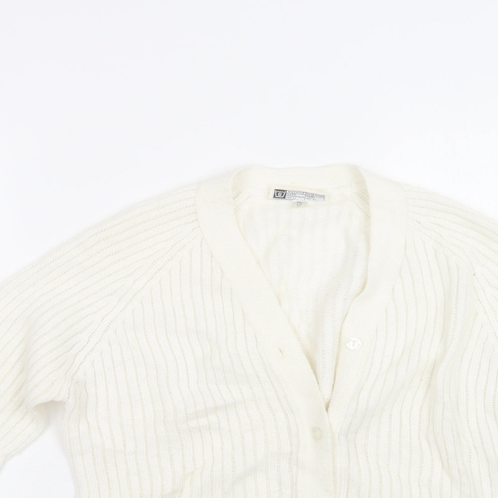Morley Womens Ivory V-Neck  Acrylic Cardigan Jumper Size 10