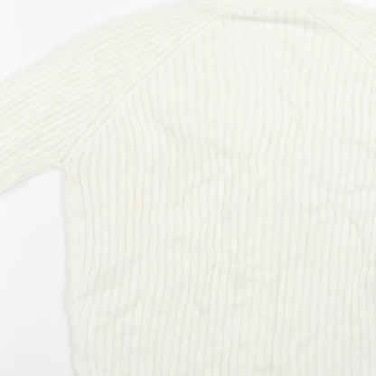Morley Womens Ivory V-Neck  Acrylic Cardigan Jumper Size 10