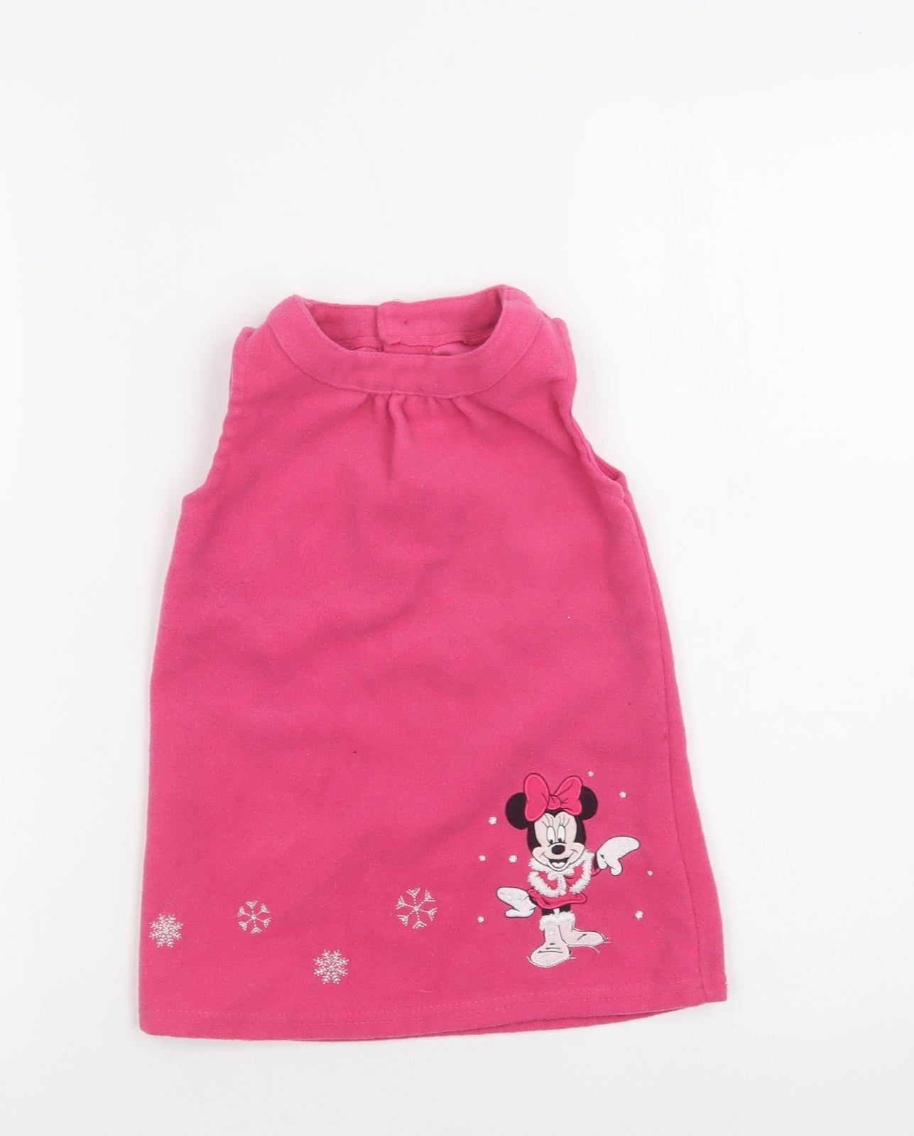 Disney Baby Pink  Polyester A-Line  Size 12-18 Months  Crew Neck Button - Mickey Mouse