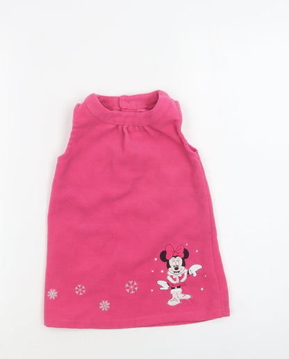 Disney Baby Pink  Polyester A-Line  Size 12-18 Months  Crew Neck Button - Mickey Mouse