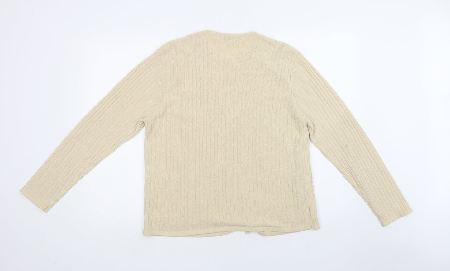 Carolyn Taylor Womens Beige V-Neck  Acrylic Cardigan Jumper Size L