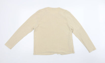Carolyn Taylor Womens Beige V-Neck  Acrylic Cardigan Jumper Size L