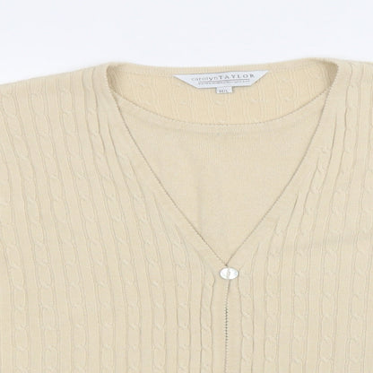 Carolyn Taylor Womens Beige V-Neck  Acrylic Cardigan Jumper Size L