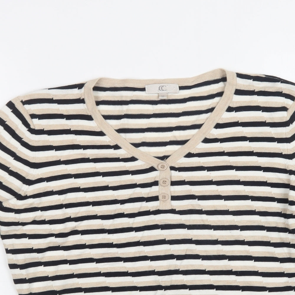 Womens UK Size M CC Beige Henley Jumper