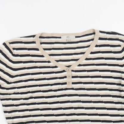 Womens UK Size M CC Beige Henley Jumper