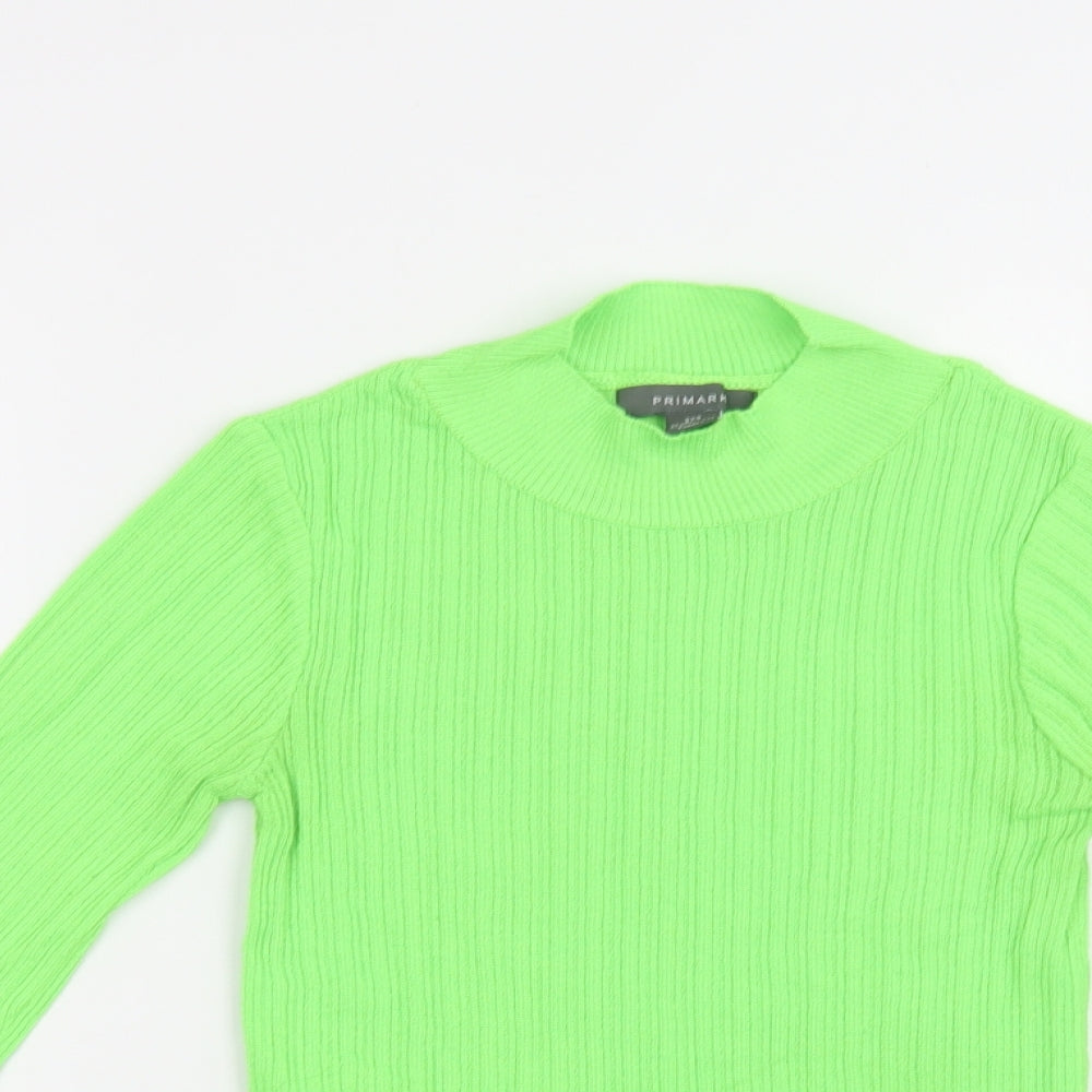 Primark Womens Green Mock Neck  Polyester Pullover Jumper Size XS