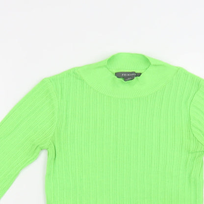 Primark Womens Green Mock Neck  Polyester Pullover Jumper Size XS