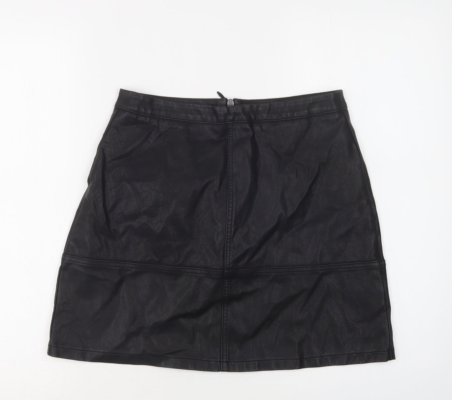 New Look Womens Black  Polyurethane Mini Skirt Size 10   Zip