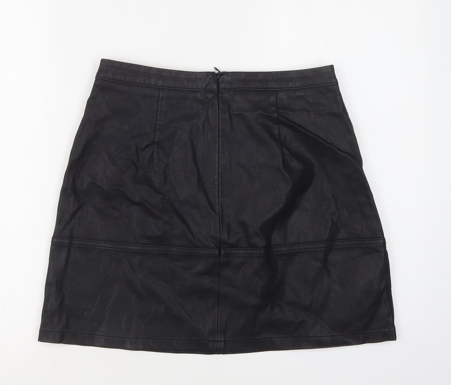 New Look Womens Black  Polyurethane Mini Skirt Size 10   Zip