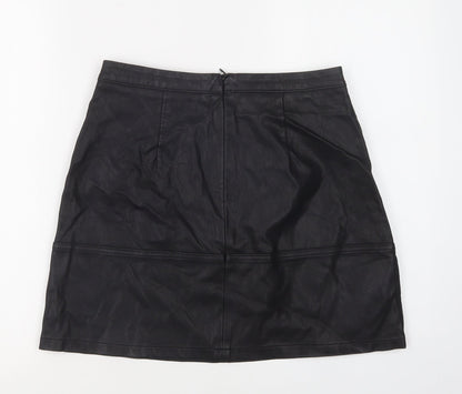 New Look Womens Black  Polyurethane Mini Skirt Size 10   Zip