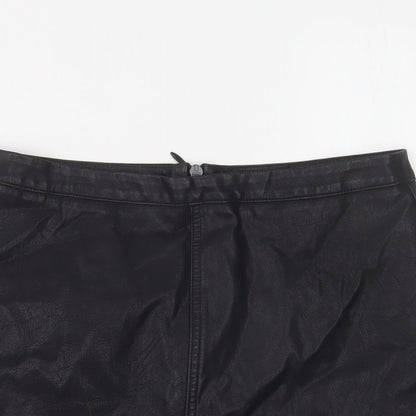 New Look Womens Black  Polyurethane Mini Skirt Size 10   Zip