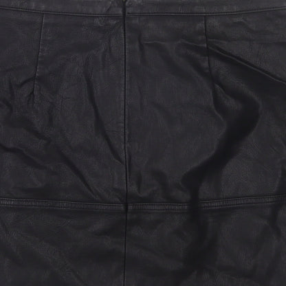 New Look Womens Black  Polyurethane Mini Skirt Size 10   Zip
