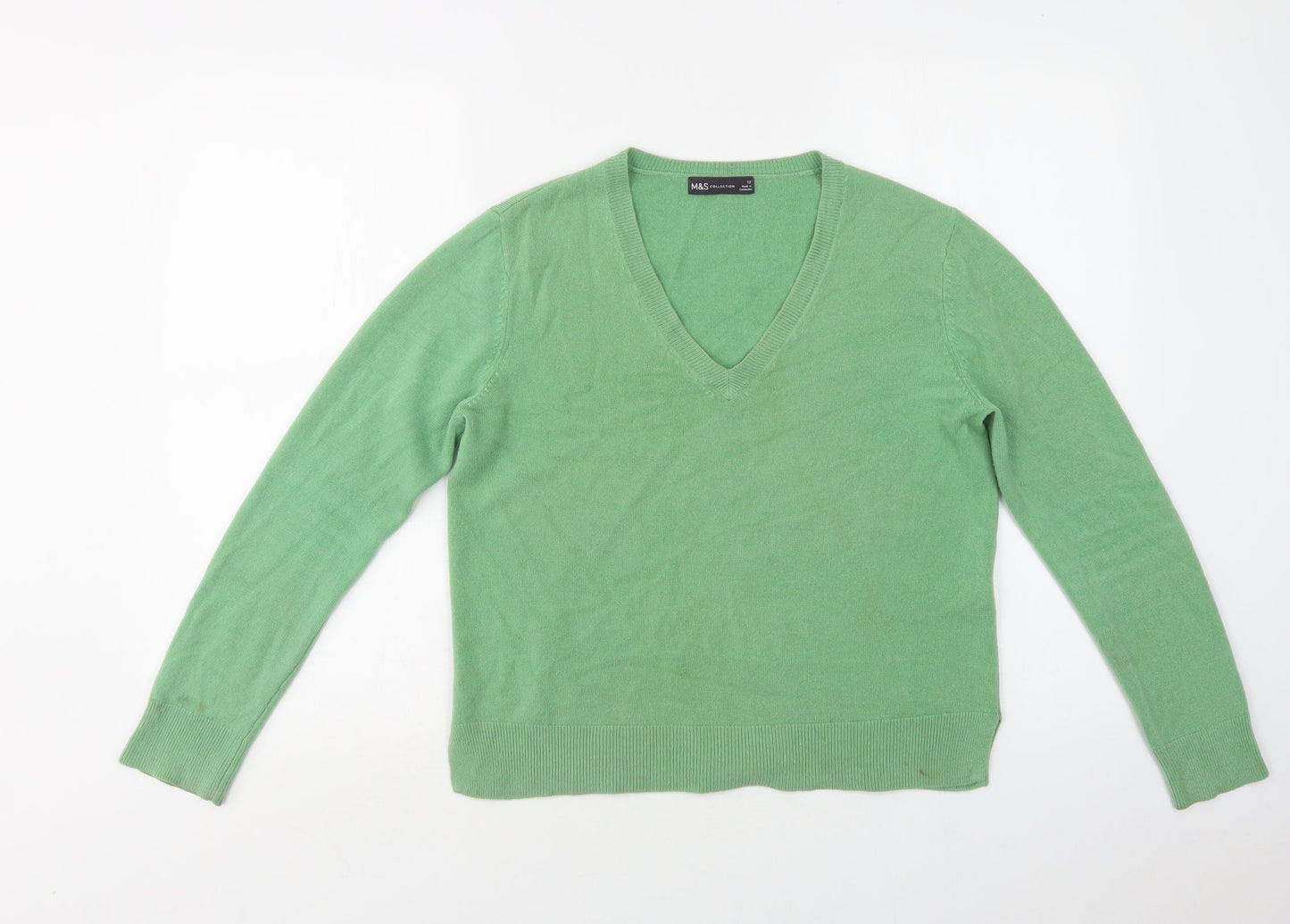 Womens UK Size 12 M&S Green Pullover Jumper