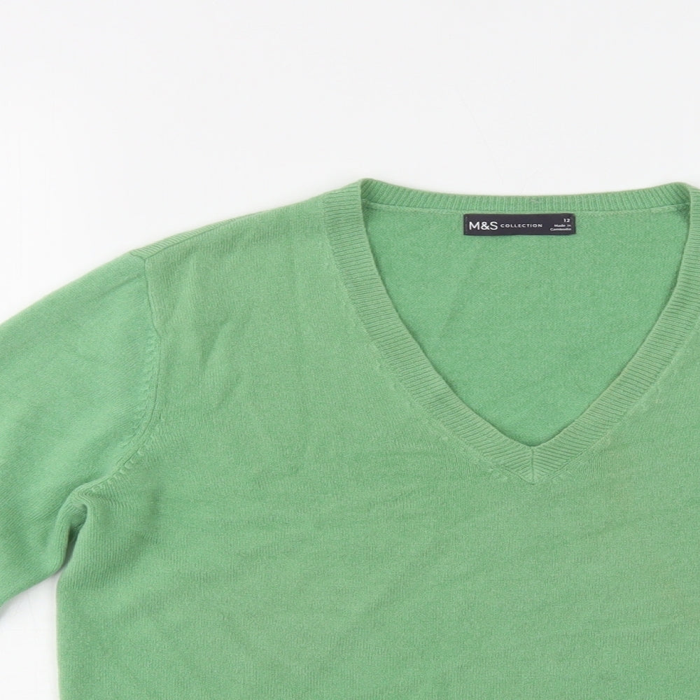 Womens UK Size 12 M&S Green Pullover Jumper