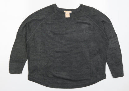Sweet Romeo Womens Grey Round Neck  Acrylic Pullover Jumper Size M