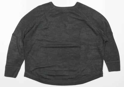 Sweet Romeo Womens Grey Round Neck  Acrylic Pullover Jumper Size M