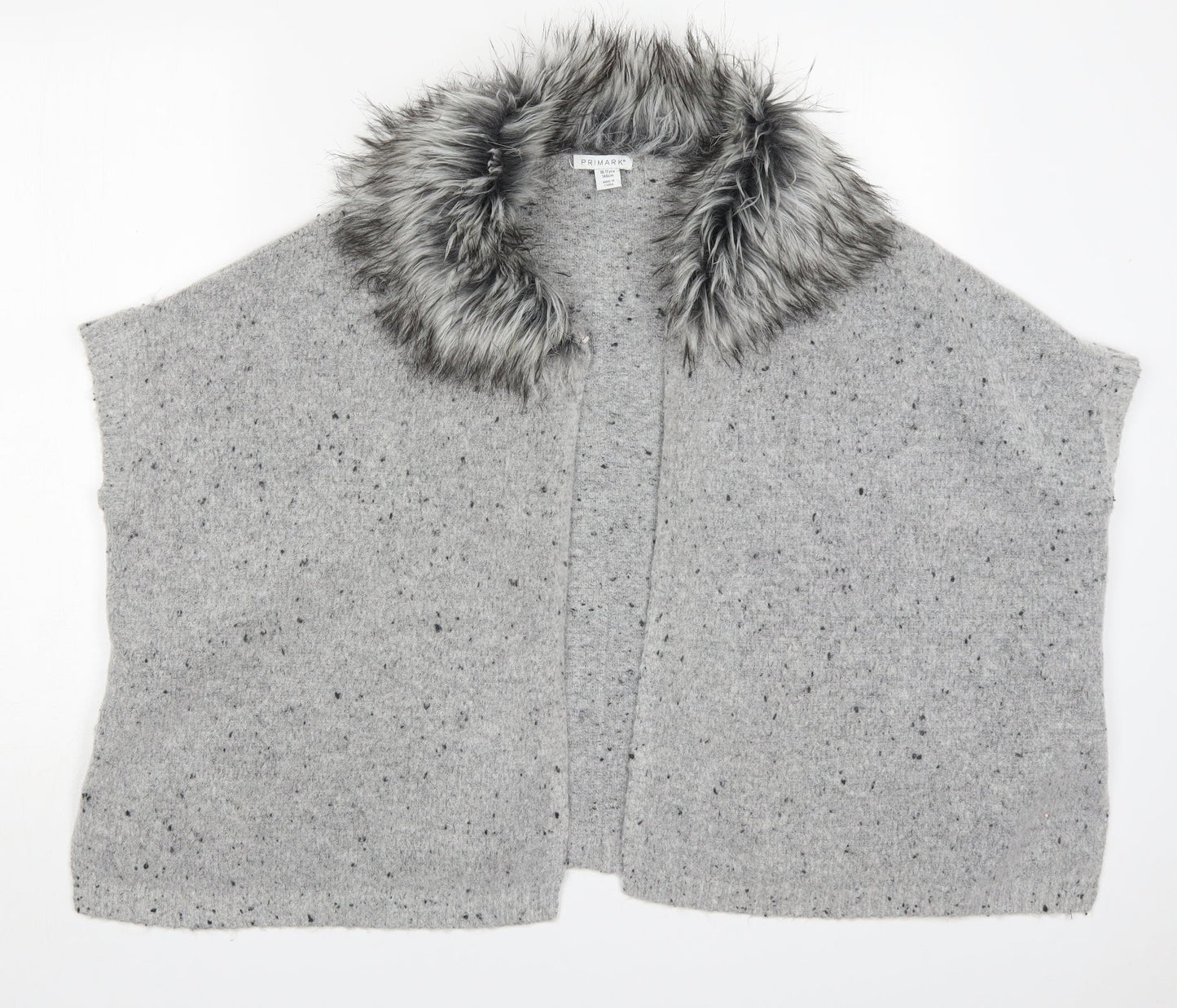 Primark Girls Grey V-Neck  Acrylic Cardigan Jumper Size 10-11 Years
