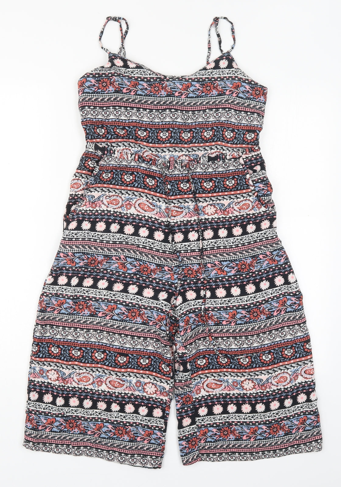 New Look Womens Multicoloured Geometric Viscose Jumpsuit One-Piece Size 4 L13 in Zip