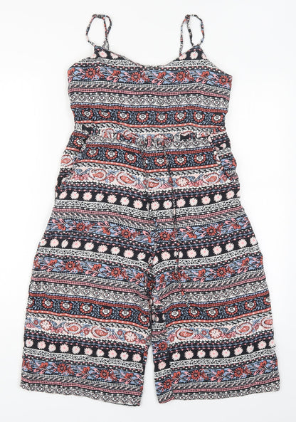New Look Womens Multicoloured Geometric Viscose Jumpsuit One-Piece Size 4 L13 in Zip