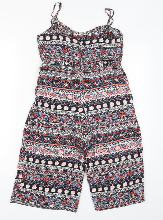 New Look Womens Multicoloured Geometric Viscose Jumpsuit One-Piece Size 4 L13 in Zip