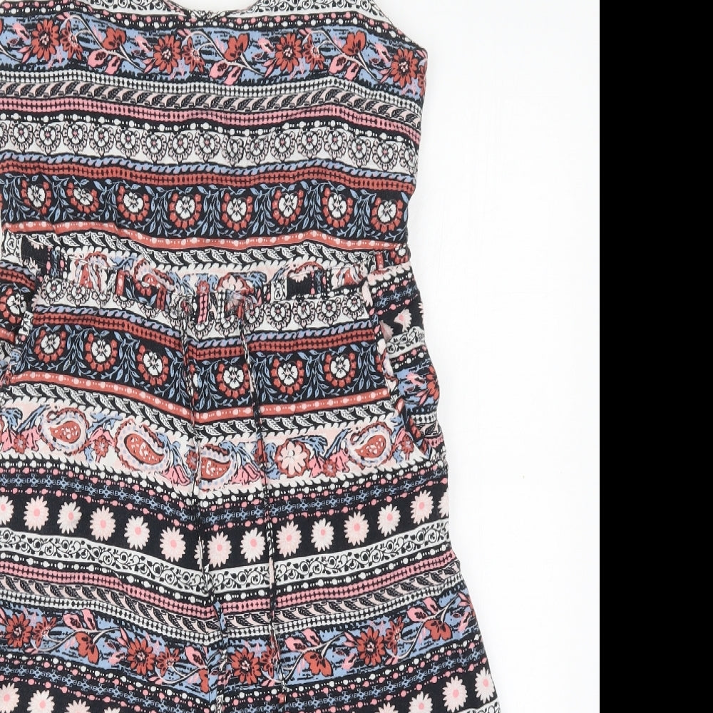 New Look Womens Multicoloured Geometric Viscose Jumpsuit One-Piece Size 4 L13 in Zip