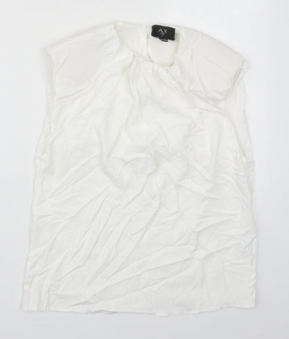 AX Paris Womens White  Polyester Basic Tank Size 8 Round Neck