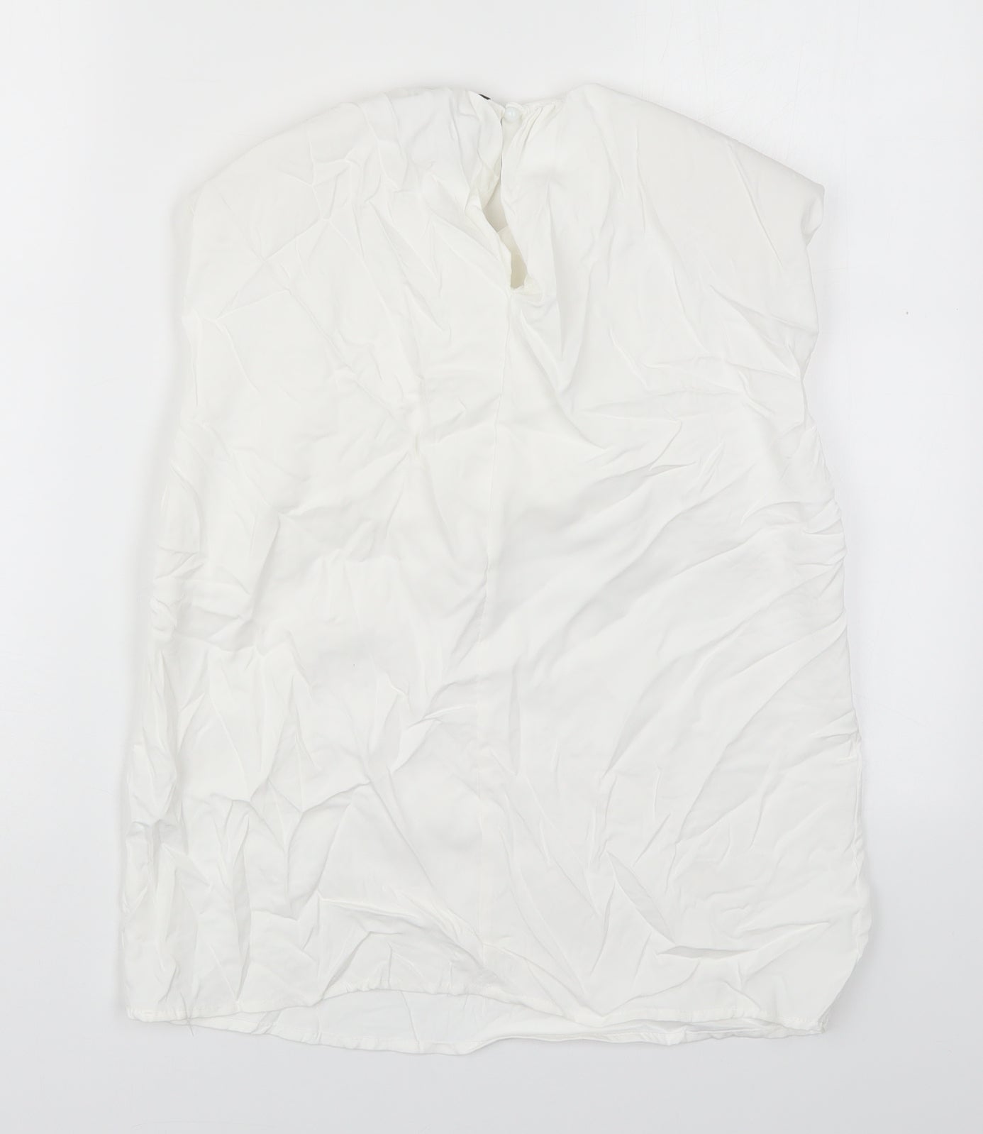 AX Paris Womens White  Polyester Basic Tank Size 8 Round Neck