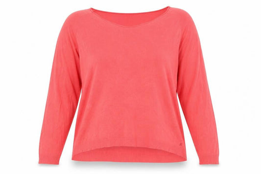 Front view of Replay women’s pink round neck viscose jumper, size M