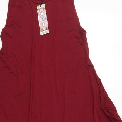 Boohoo Womens Red  Viscose Tank Dress  Size M  Round Neck Pullover