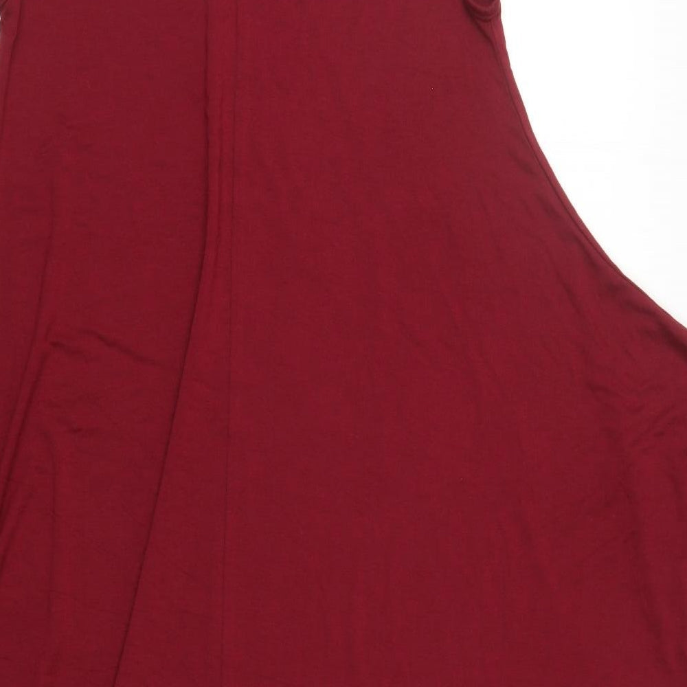 Boohoo Womens Red  Viscose Tank Dress  Size M  Round Neck Pullover