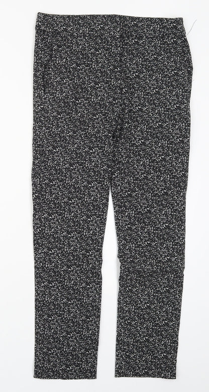 Elaine Rose Womens Black Geometric Nylon Trousers  Size 10 L27 in Regular Hook & Eye