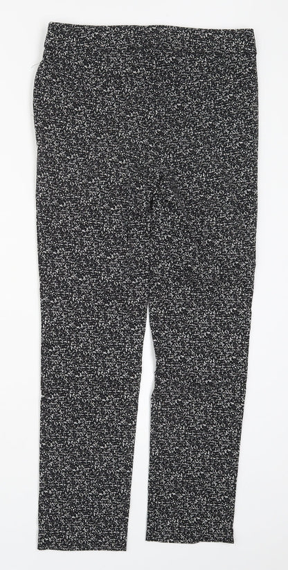 Elaine Rose Womens Black Geometric Nylon Trousers  Size 10 L27 in Regular Hook & Eye