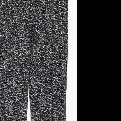 Elaine Rose Womens Black Geometric Nylon Trousers  Size 10 L27 in Regular Hook & Eye