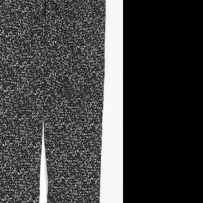 Elaine Rose Womens Black Geometric Nylon Trousers  Size 10 L27 in Regular Hook & Eye