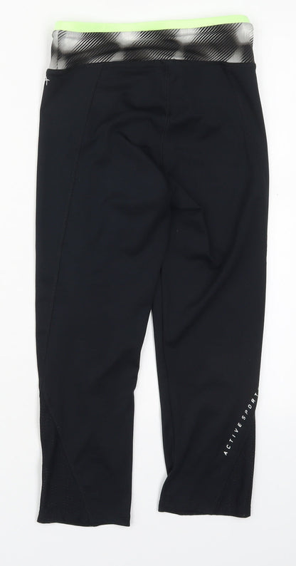 F&F Womens Black  Polyester Cropped Leggings Size 6 L18 in Regular