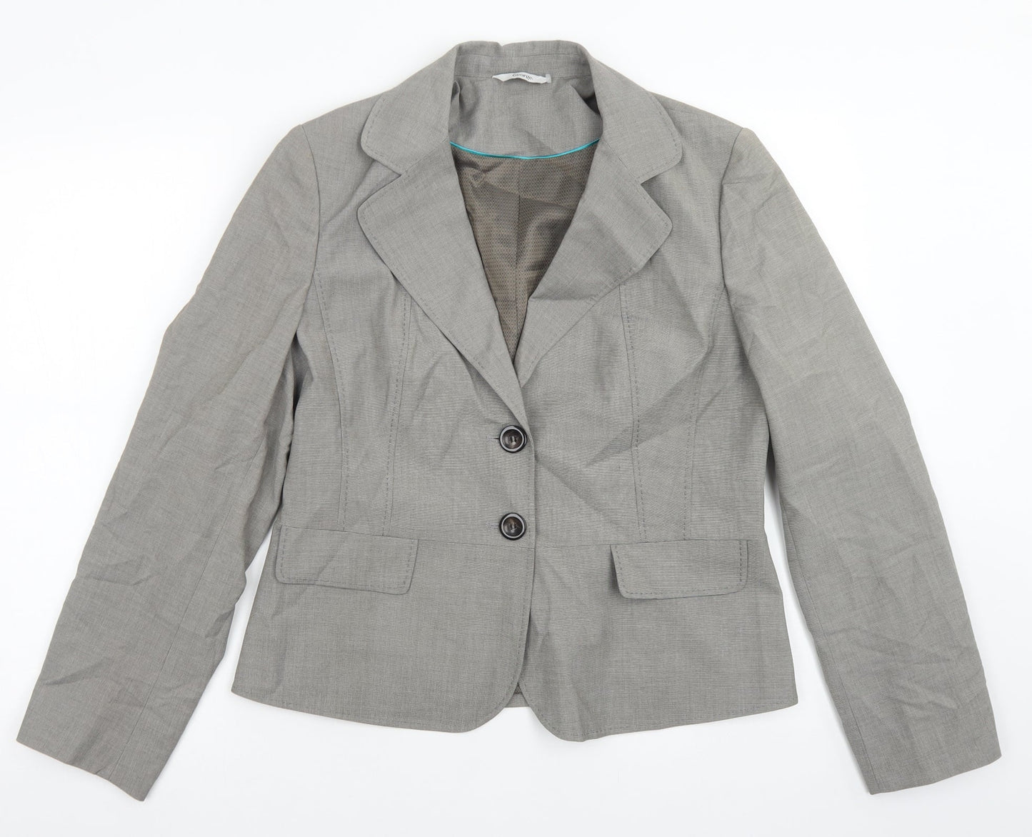 George Womens Grey  Polyester Jacket Blazer Size 14