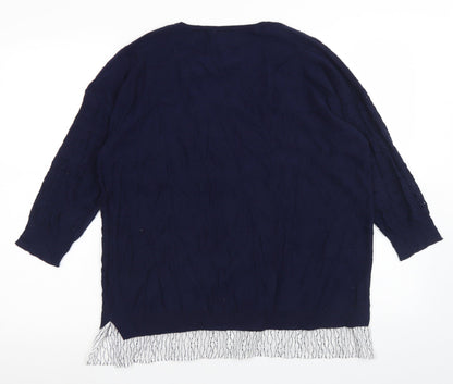 F&F Womens Blue V-Neck  Polyester Pullover Jumper Size 18