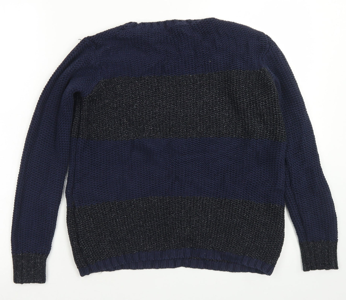 M&S Woman Womens Blue Crew Neck  Cotton Pullover Jumper Size 8