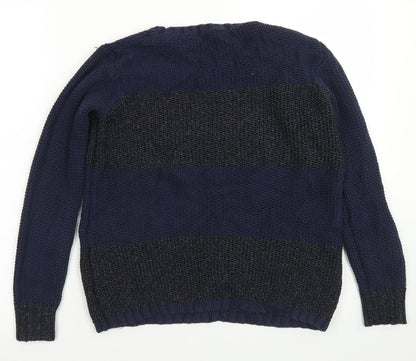 M&S Woman Womens Blue Crew Neck  Cotton Pullover Jumper Size 8
