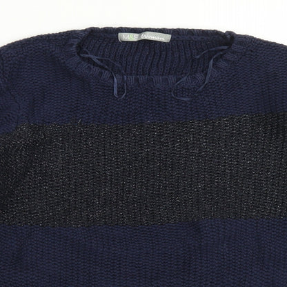 M&S Woman Womens Blue Crew Neck  Cotton Pullover Jumper Size 8