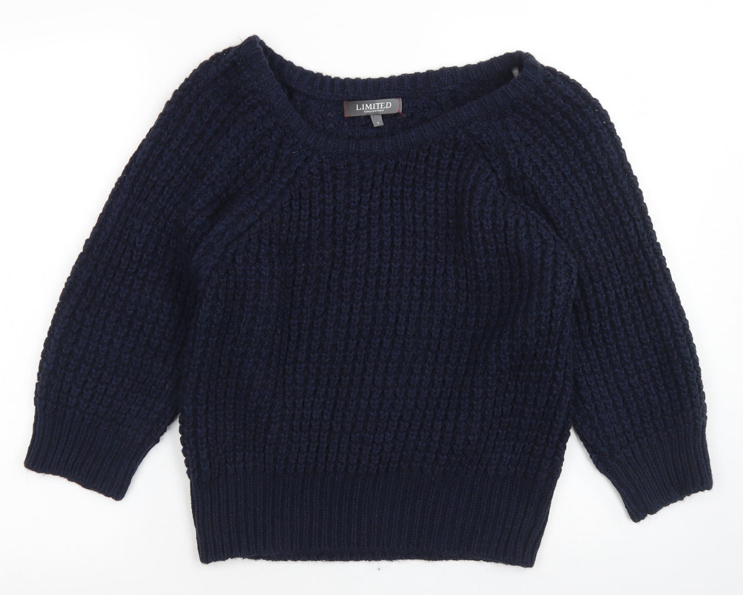 Limited Collection Womens Blue Round Neck  Acrylic Pullover Jumper Size S