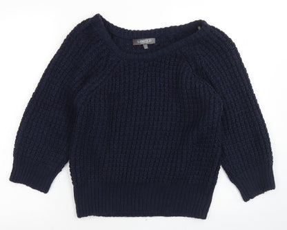 Limited Collection Womens Blue Round Neck  Acrylic Pullover Jumper Size S