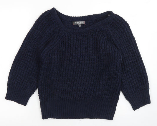 Limited Collection Womens Blue Round Neck  Acrylic Pullover Jumper Size S